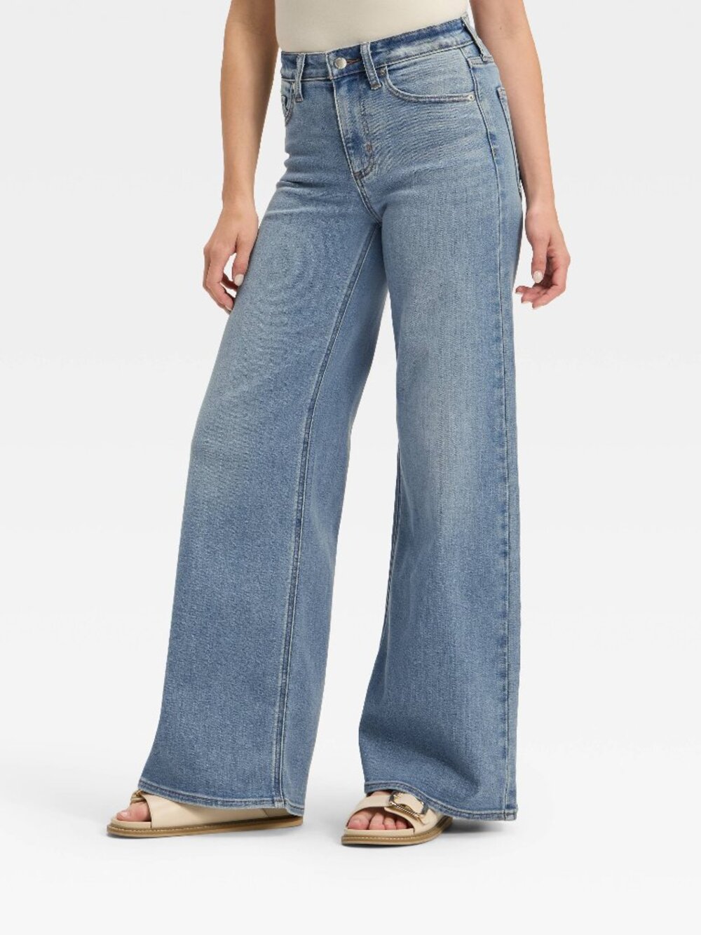 NWT Women's Universal Thread Size 00S High-Rise Wide Leg Slim Hip Denim Jeans